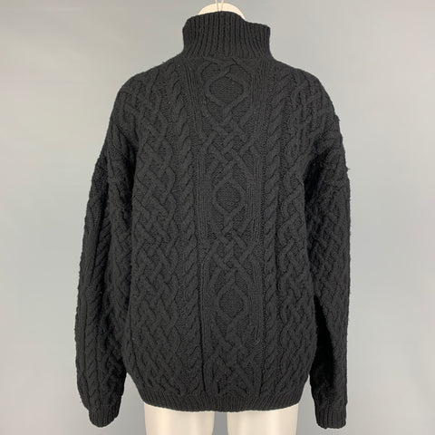 PERRY ELLIS Size M Black Wool Blend Knitted Turtleneck Sweater