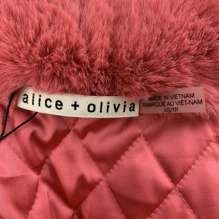 ALICE + OLIVIA Size XS Pink Polyester Textured Faux Fur Jacket
