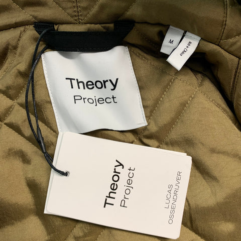 THEORY Size M Black Cotton Blend Hooded Coat