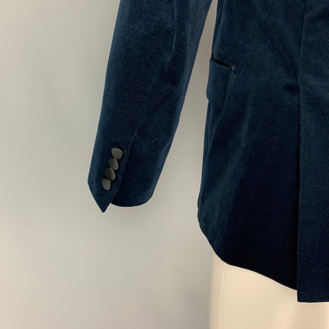 TED BAKER Size 40 Navy Black Velvet Shawl Collar Sport Coat