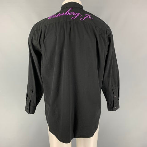 VYNER ARTICLES Size M Black Yellow Embroidery AGATHA Cotton Long Sleeve Shirt