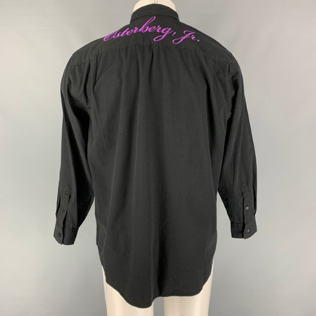 VYNER ARTICLES Size M Black Yellow Embroidery AGATHA Cotton Long Sleeve Shirt