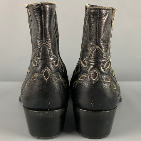CALVIN KLEIN 205W39NYC Taille 12 Bottes à enfiler en cuir brodé noir