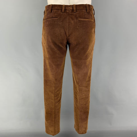 SALLE PRIVEE Size 40 Brown Corduroy Cotton Notch Lapel Suit