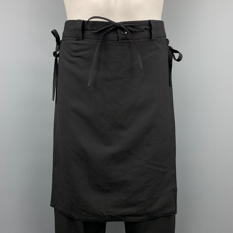 CAPÍTULO Talla 32 Pantalones casuales de mezcla de lana negra con entrepierna caída