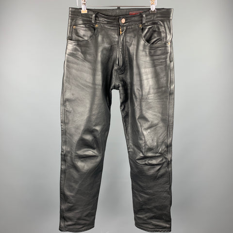 COWHIDE Size 30 Black Leather Zip Fly Casual Pants