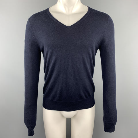 BURBERRY LONDON Size S Navy Cashmere V-Neck Pullover