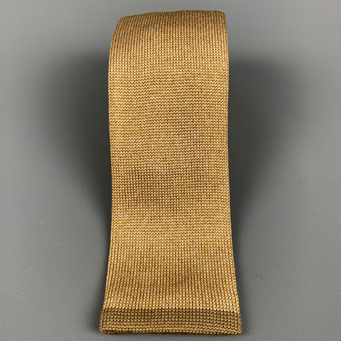 Cravate en soie tricotée jaune VINTAGE