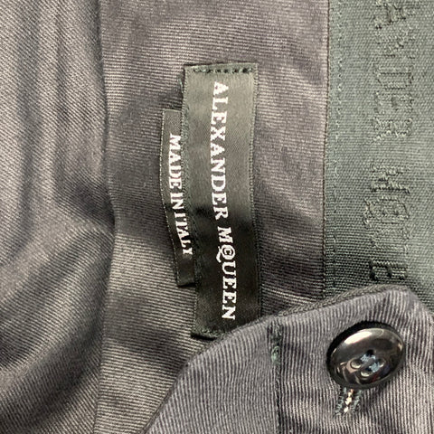 ALEXANDER MCQUEEN Size 40 Black Wool Mohair Tuxedo Dress Pants