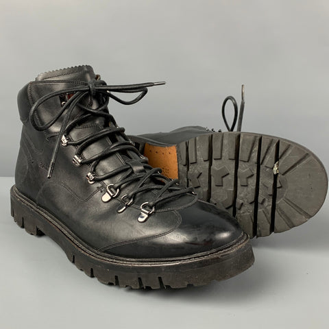 BALLY Size 10 Black Leather Charls Hiking Boots