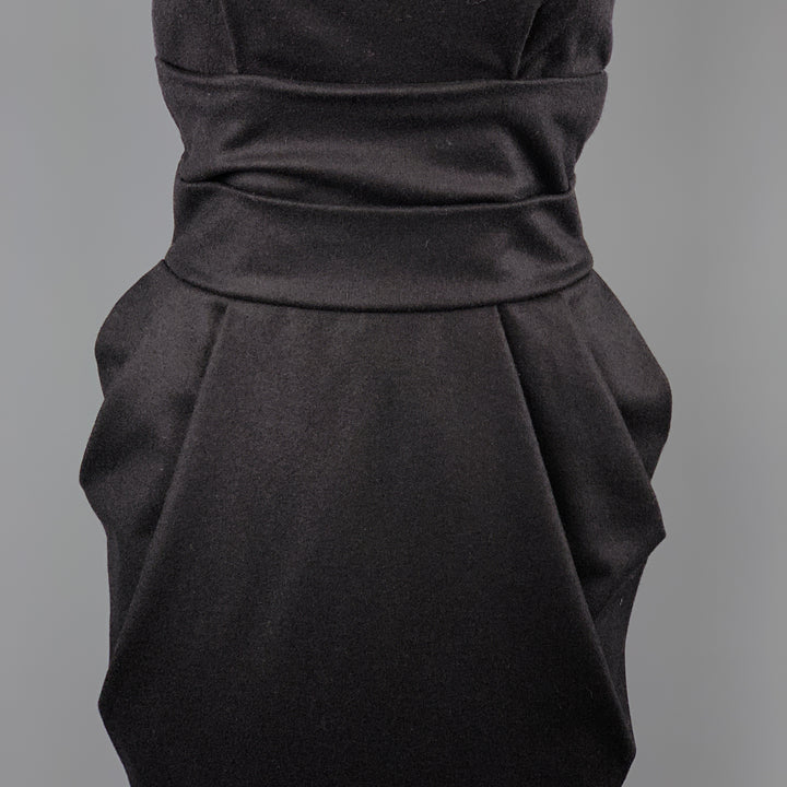 LA PETITE S***** Size 0 Black Virgin Wool Blend One Shoulder Cocktail Dress
