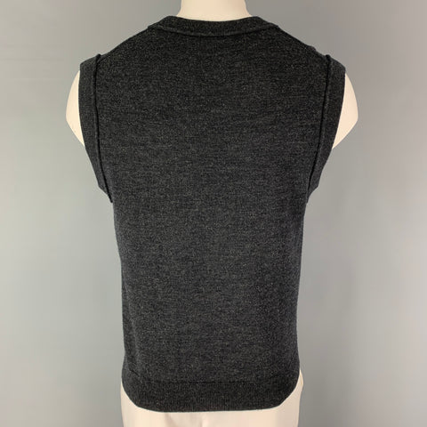 WILLIAM RAST Size XL Charcoal Solid Wool V-Neck Sweater Vest
