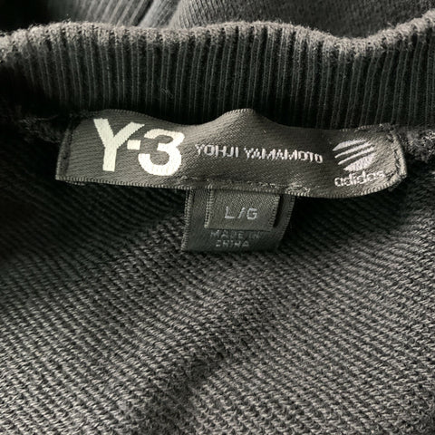 Y-3 Size L Black Solid Cotton Crew-Neck Sweatshirt