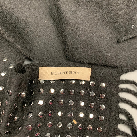 BURBERRY Black Studded Fringe Scarf