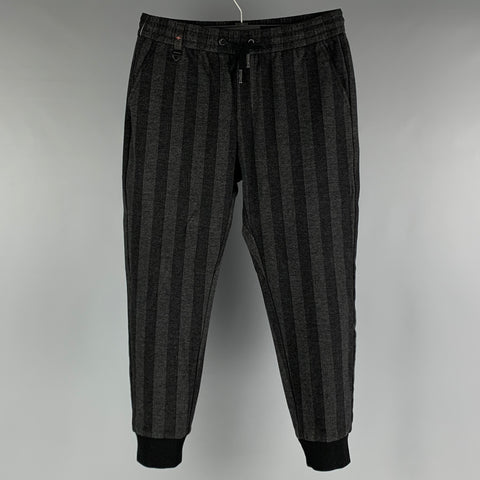 SDTRVN Size 34 Grey Black Stripe Sweatpants Casual Pants