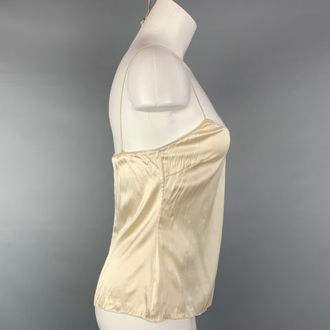 ELIE TAHARI Blouse caraco en soie froissée crème taille S