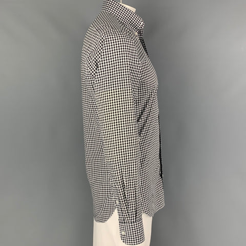 HAMILTON Size L Black White Gingham Long Sleeve Shirt
