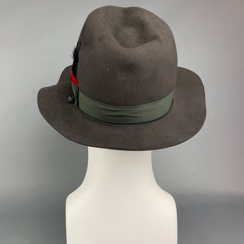 BORSALINO Beaver Olive Felt Ribbon Feather Hat
