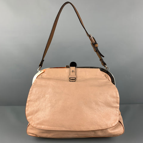 MARNI Taupe Leather Side Flaps Shoulder Bag