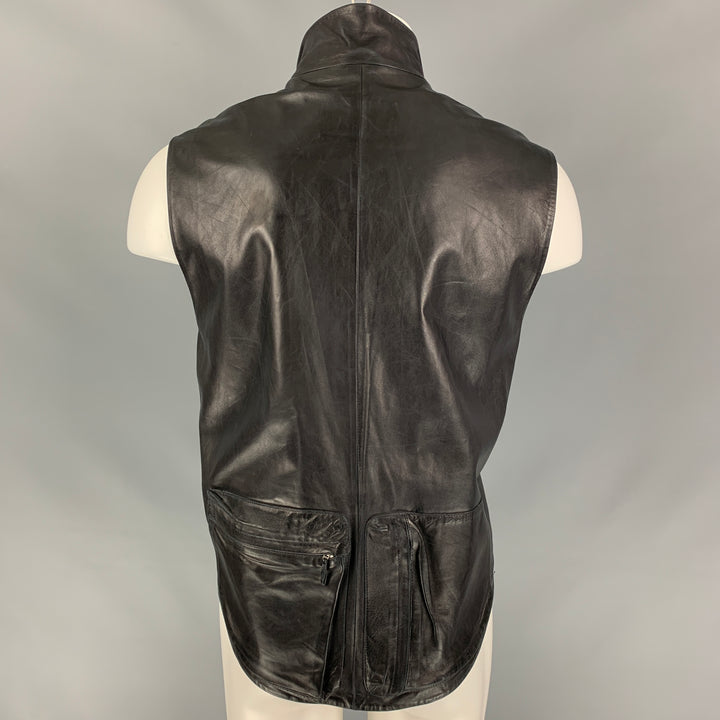 Vintage BURBERRY PRORSUM Size S Black Distressed Leather Papua Vest