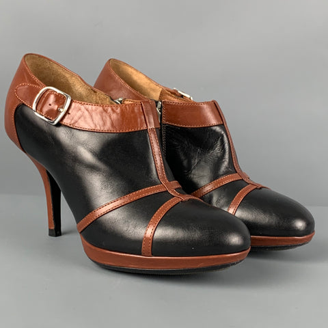 DRIES VAN NOTAN Talla 6 Botas con cremallera de cuero negro tostado