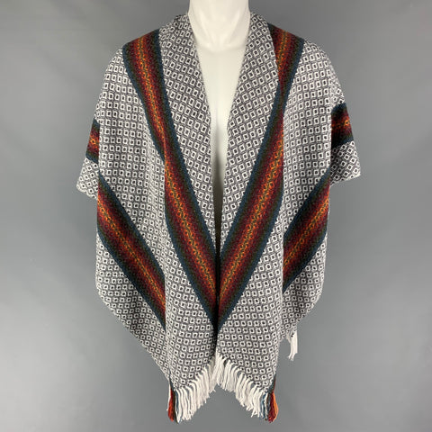PUNANDINO Multi-Color Knitted Alpaca Fringe Poncho