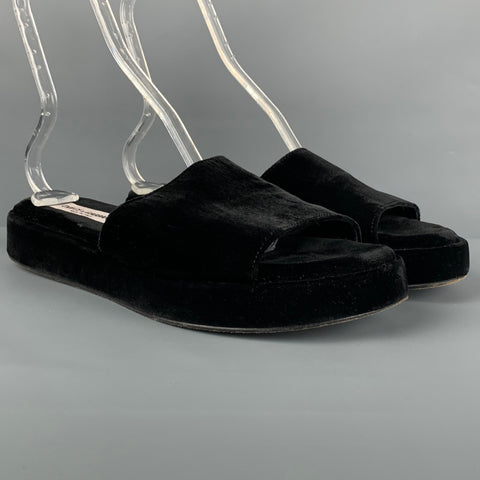 DOLCE & GABBANA Size 11 Black Velvet Platform Sandals