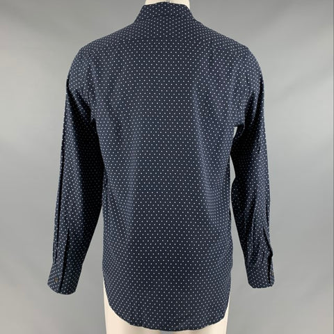PAUL SMITH Size M Navy White Polka Dot Cotton Long Sleeve Shirt