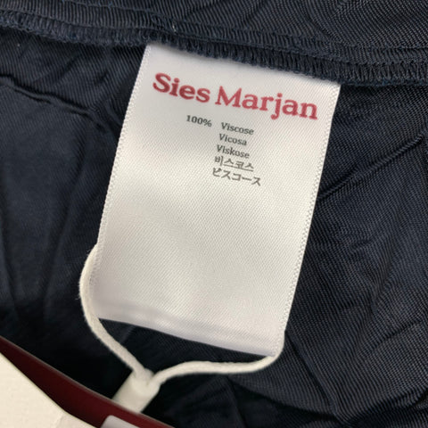 SIES MARJAN Size XL Navy Wrinkled Viscose Button Up Long Sleeve Shirt