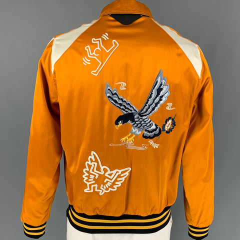 COACH x Keith Haring Size XL Orange White Embroidery Viscose Cotton Jacket