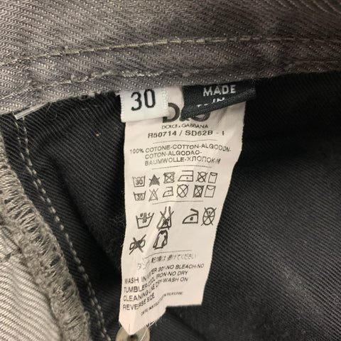 D&G by DOLCE & GABBANA Size 30 Grey Distressed Cotton Jeans