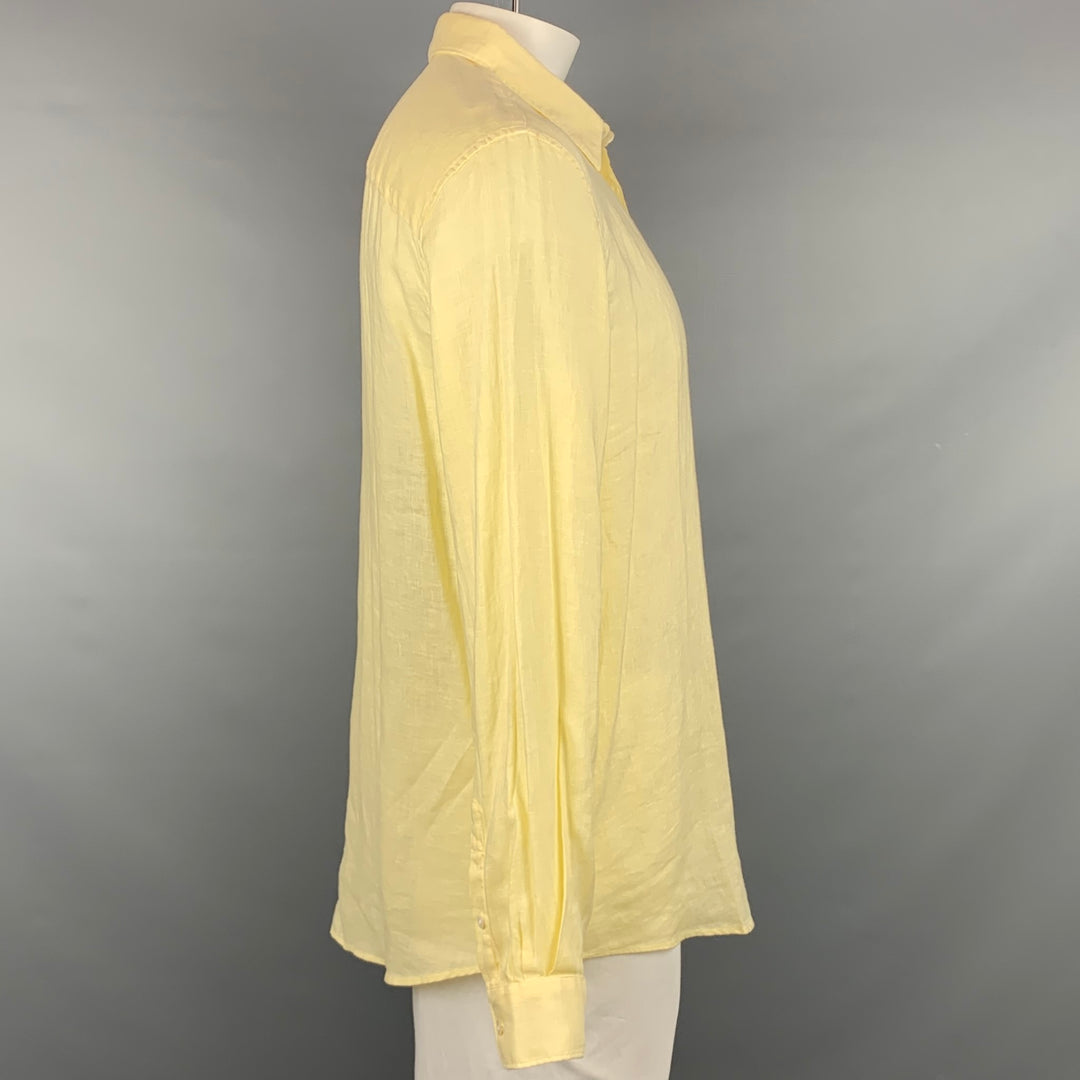 JOHN VARVATOS Size L Yellow Linen Oversized Long Sleeve Shirt