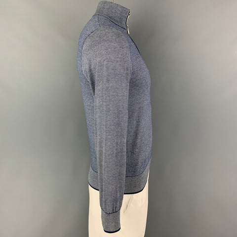 HACKETT LONDON Size S Blue White Stripe Cotton Half Zip Pullover