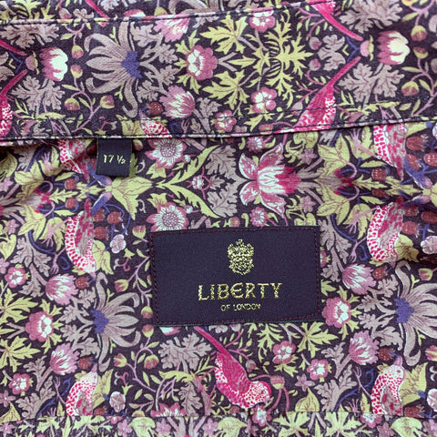 LIBERTY OF LONDON Size L Magenta Print Cotton Button Up Long Sleeve Shirt