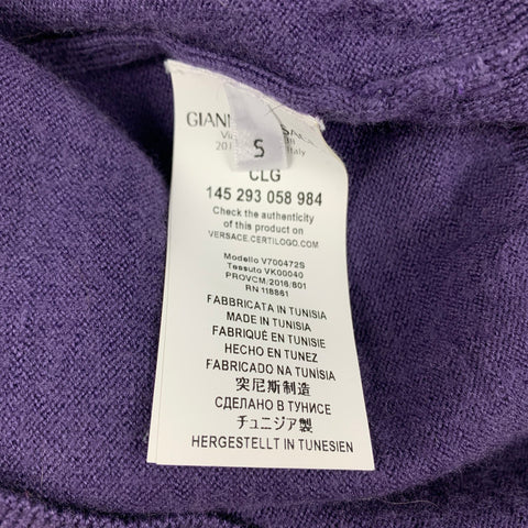 VERSACE COLLECTION Size S Purple Embroidery Wool V-Neck Pullover