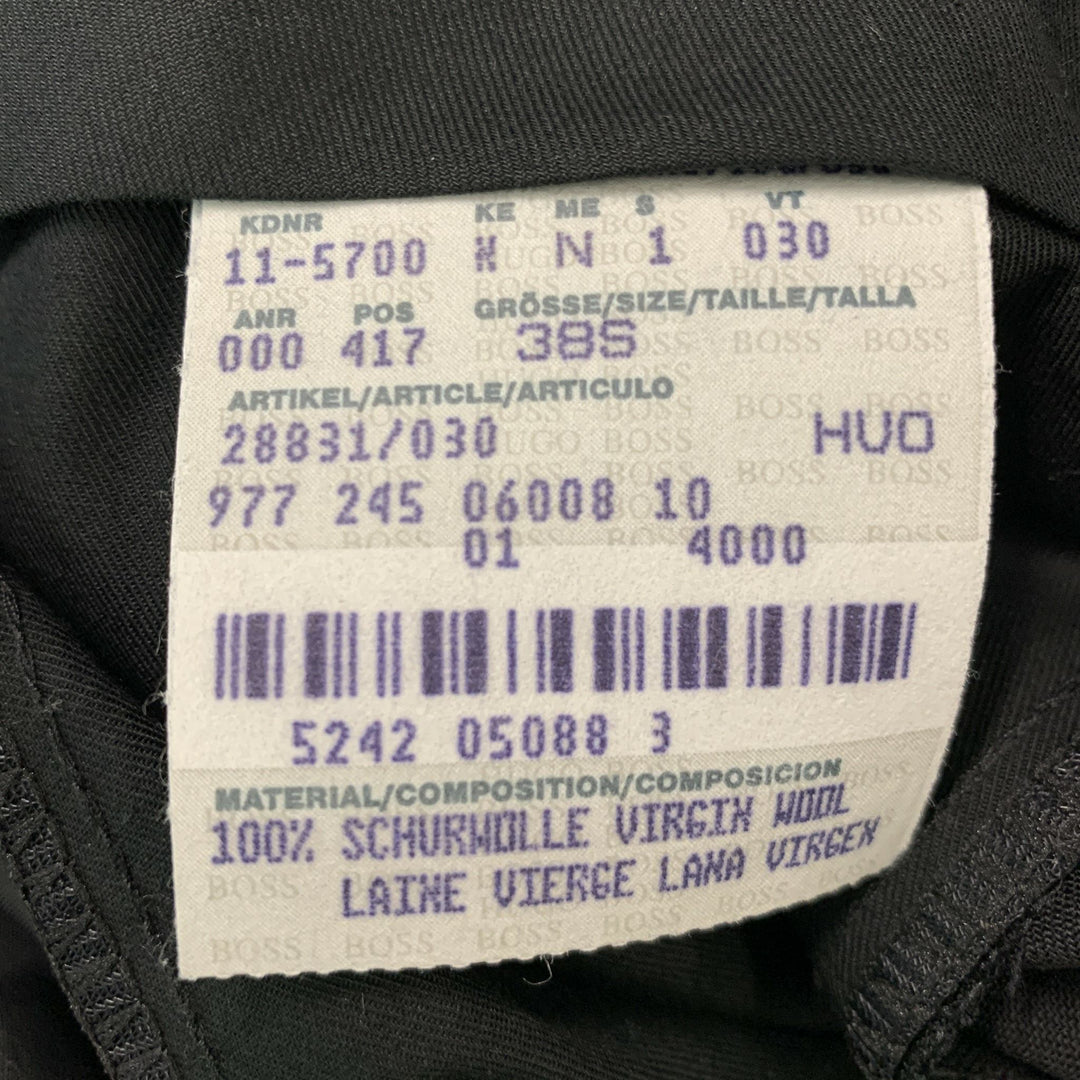 BOSS by HUGO BOSS Size 38 Short Black Virgin Wool Single breasted 34 29 Suit