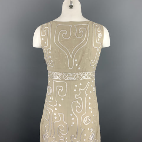 CHRISTIAN LACROIX Size 4 Beige Embroidered Silk Cocktail Shift Dress