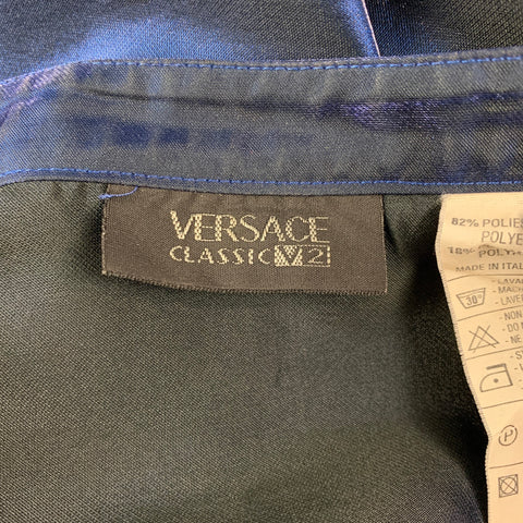 Vintage VERSACE CLASSIC Size S Blue Iridescent Polyester / Polyamide Long Sleeve Shirt