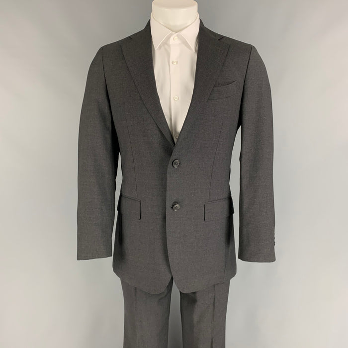 SALVATORE FERRAGAMO Size 38 Charcoal Wool Notch Lapel Suit
