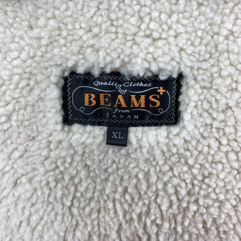 BEAMS Size XL Tan Suede Sheep Leather Shearling Vest