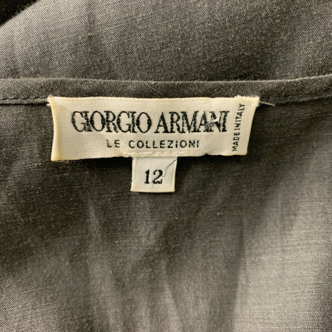 GIORGIO ARMANI Size 12 Slate Linen & Silk Blouse