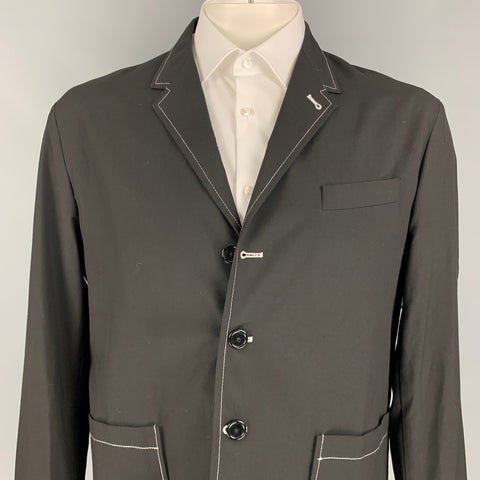 8 BY YOOX Size 44 Black & White Contrast Stitch Viscose Blend Sport Coat