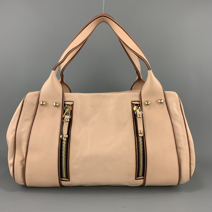 MISSONI Light Pink Leather Double Zip Shoulder Handbag