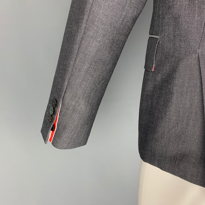 THOM BROWNE Taille 38 Manteau de sport à revers cranté en laine mélangée à carreaux rouge marine