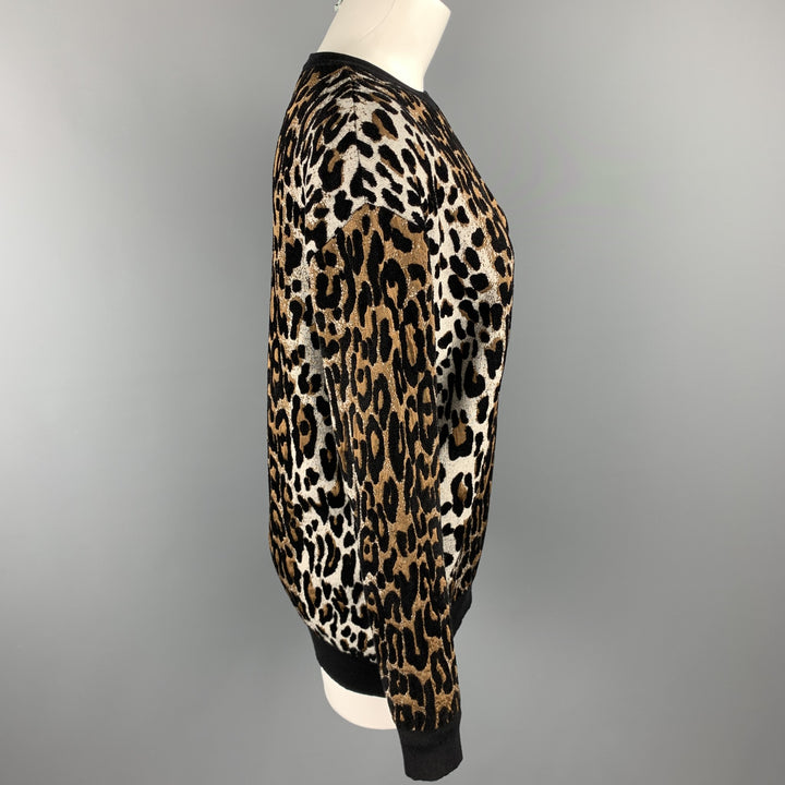 STELLA McCARTNEY Size S Black & Tan Leopard Viscose Blend Pullover