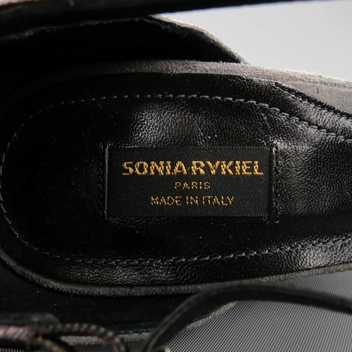 SONIA RYKIEL Size 10 Grey & Purple Suede T-strap Pumps Heels