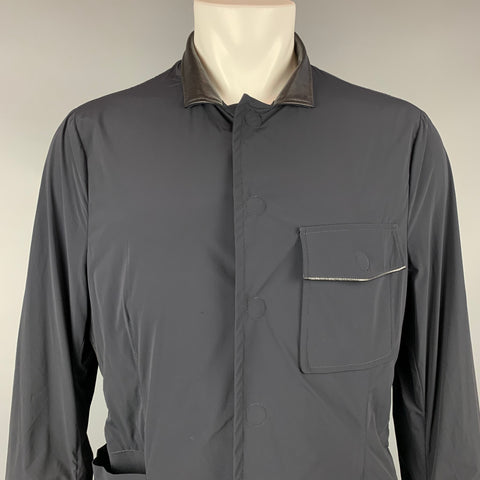 GIORGIO ARMANI Size 42 Navy Nylon Blend Snaps Lightweight Jacket