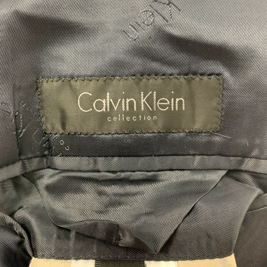CALVIN KLEIN COLLECTION Size 38 Black Wool Peak Lapel Tuxedo Suit
