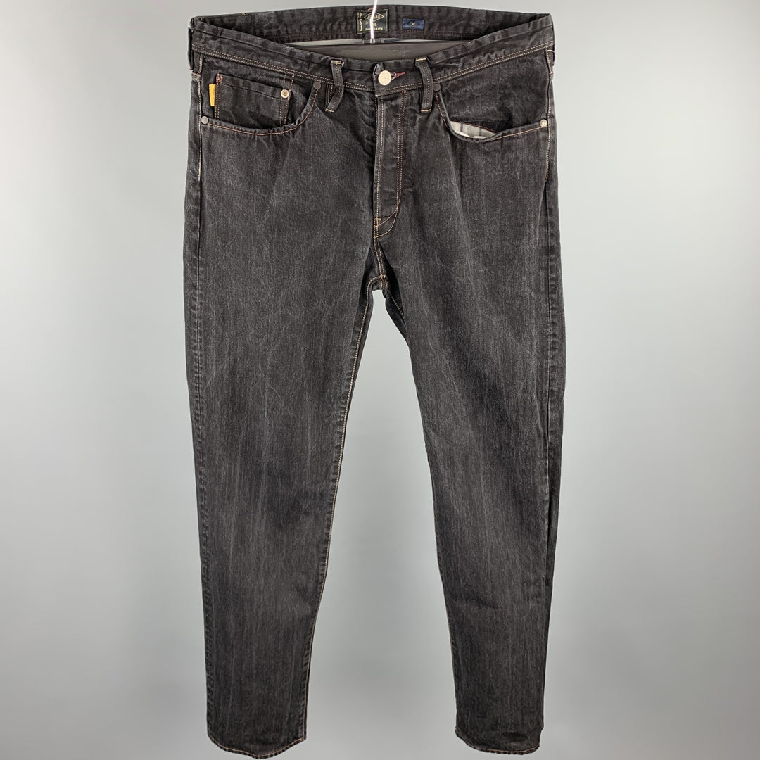 PAUL SMITH JEANS Size 32 Black Contrast Stitch Cotton 31 Button Fly Jeans