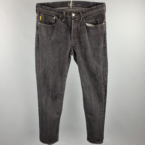 PAUL SMITH JEANS Size 32 Black Contrast Stitch Cotton Button Fly Jeans